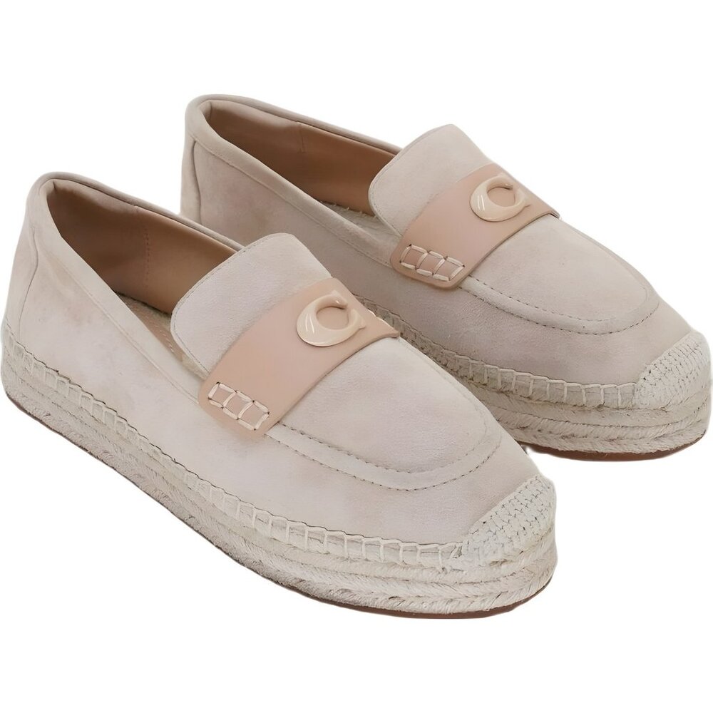 Coach Camilla Logo Espadrille Slip-On Beige Tan Suede Flats Women US 7M EU 37.5 - Picture 4 of 6